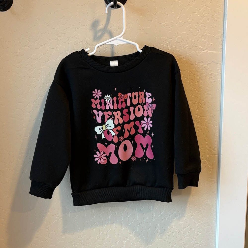 Black Kids Sweatshirt with Pink Graphic